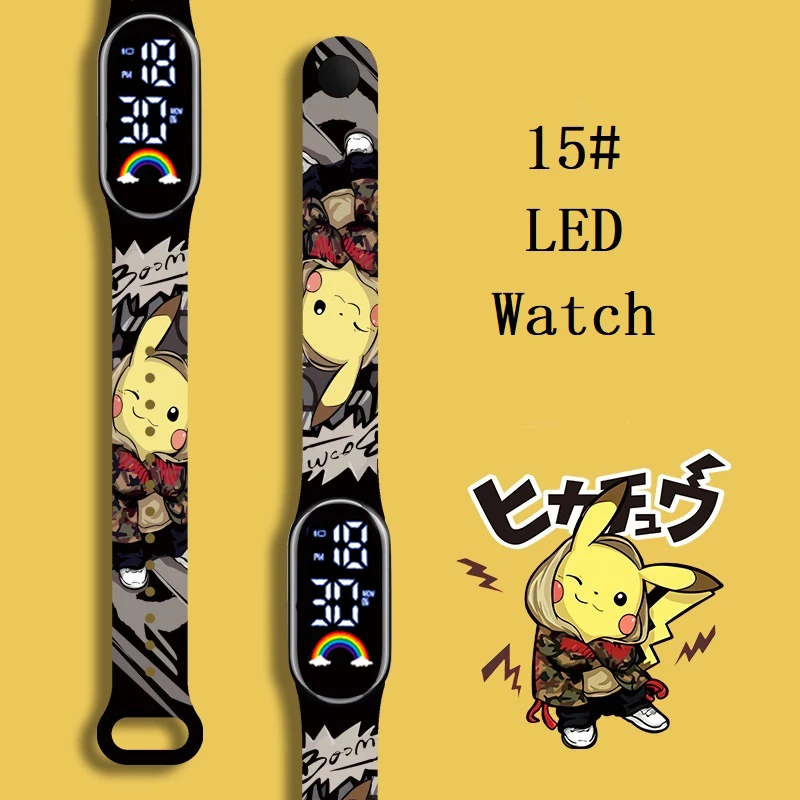 

Pokemon Strap LED Electronic Watch Fashion Colorful Bracelet Touch Waterproof Anime Character Pikachu Children's Birthday Watchs