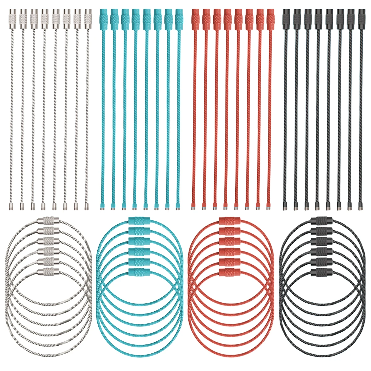 5/15/25/40Pcs Extendable Wire Keychain Cable Large Keyrings Luggage Tags Loops Holder ID Tag Keeper for DIY Key Ring Crafts Gift