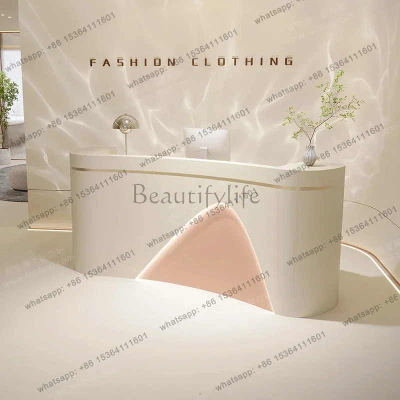 LSNordic Luxury Reception Desks Modern Simple Beauty Salon Cashier Desk Outfit Shop Podium Salon Furniture Balcão De Recepção FY 3