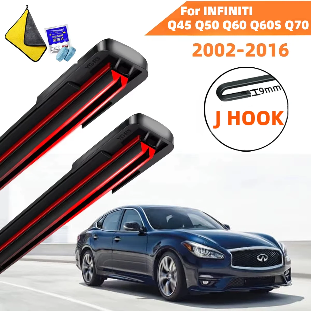 

Double Rubber Car Wipers for INFINITI Q45 Q50 Q60 Q60S Q70 Genesis Front Blade Brushes Cutter Automobiles Parts Accessorie Wiper