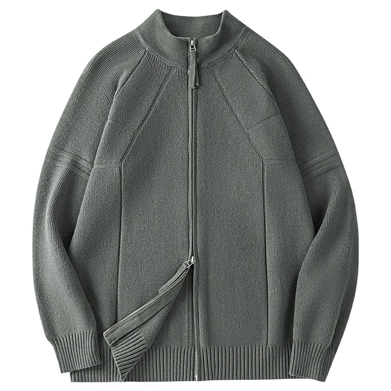 Cardigan Sweater Wool Modal Knitted Sweater Men's 2026 New Spring and Autumn Versatile Warm Splicing Zipper Jacket