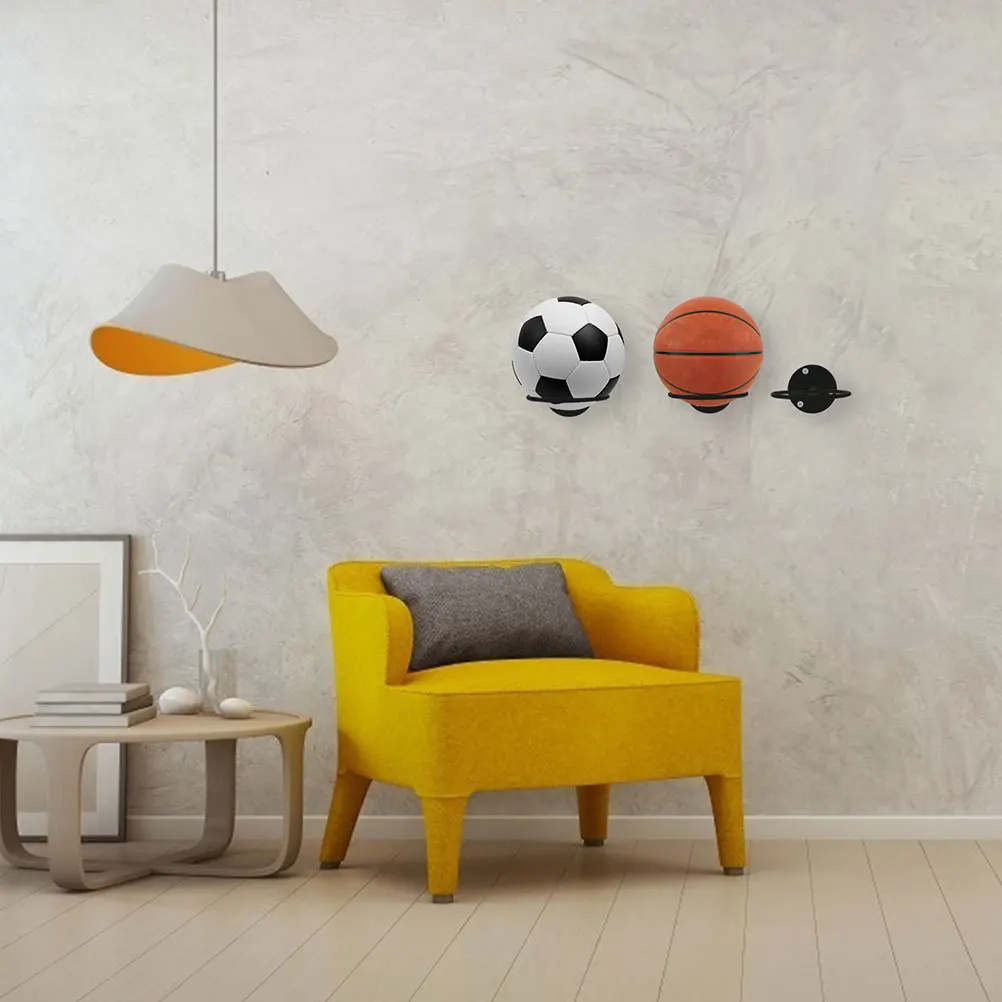 2 قطعة حامل كرة السلة على الحائط رف عرض حديدي حامل تخزين كرة القدم المتين لحامل كرة السلة لغرفة المعيشة المنزلية #2