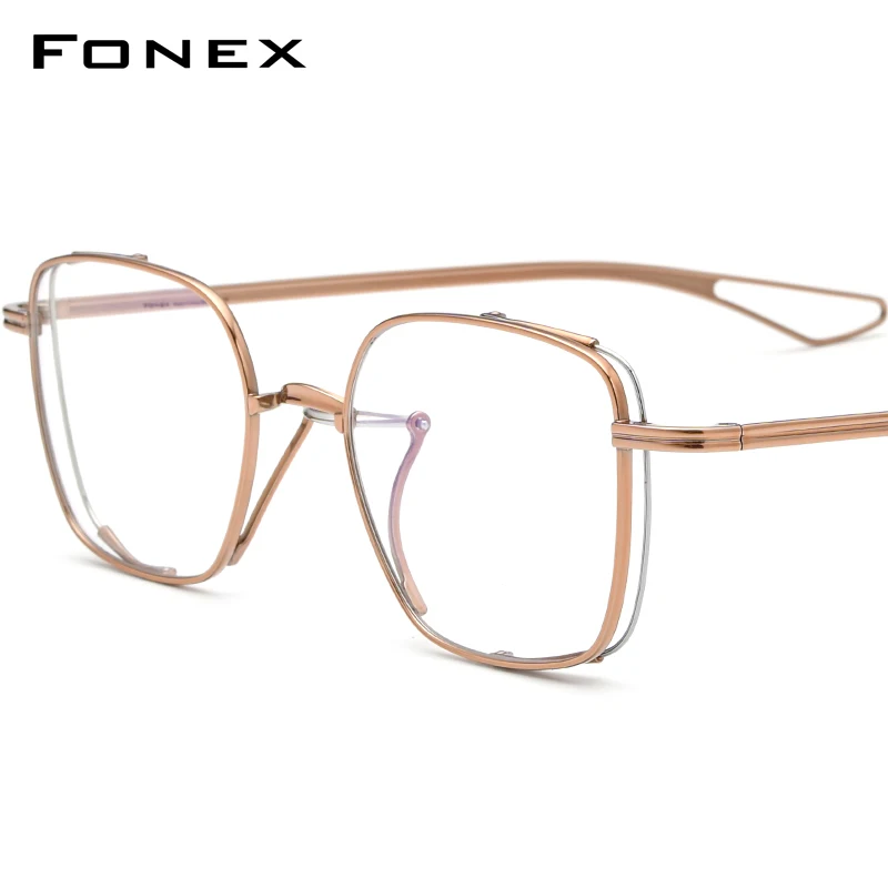 

FONEX Pure Titanium Glasses Men Retro Vintage Square Eyeglasses 2022 New Frame Eyewear F85720