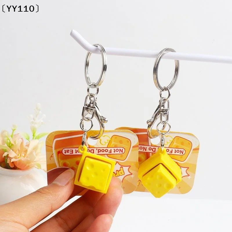 1Pcs Finger Toys Mini Cheese Keychain Keyboard Stress Relief Fidget Button Cheese Keycap Fidget Clicker Keyboard Pendant〔YY110〕