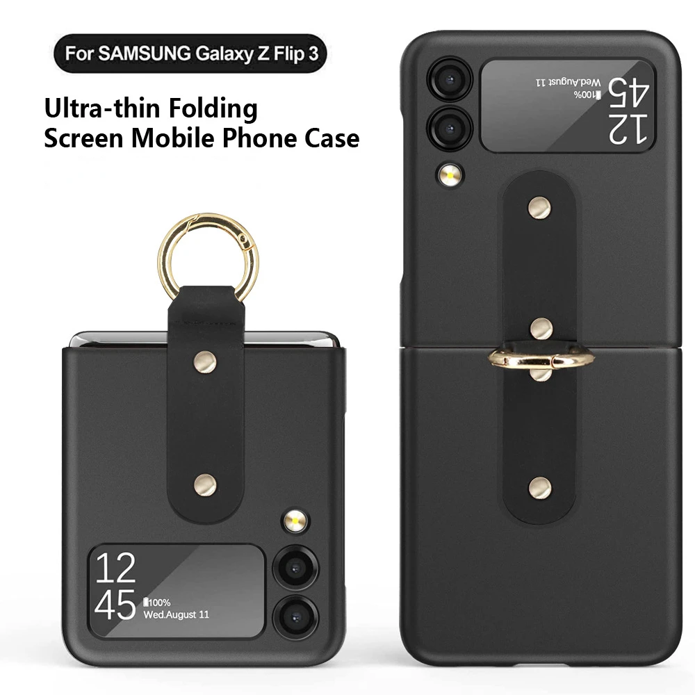 Case for Samsung Z Flip3 Flip4 Phone Case Anti-Fingerprint Skin Feeling Oil Injection Fastened Case with Ring Protective Cover