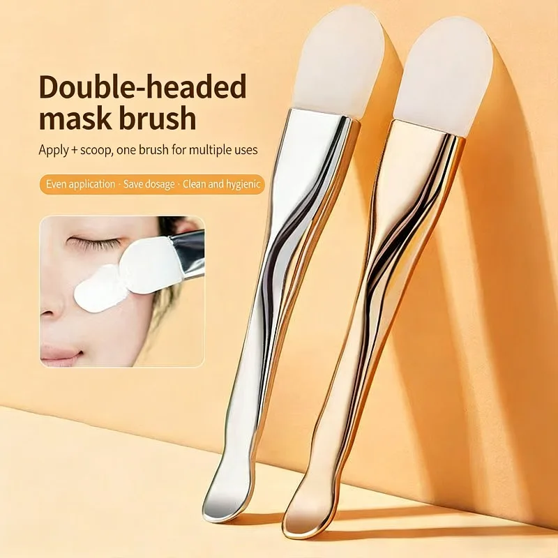 1pc Double Head Silicone Facial Mask Brush Face Cleaning Scraper Daub Type Mud Film Special Brush Beauty Tool view 2