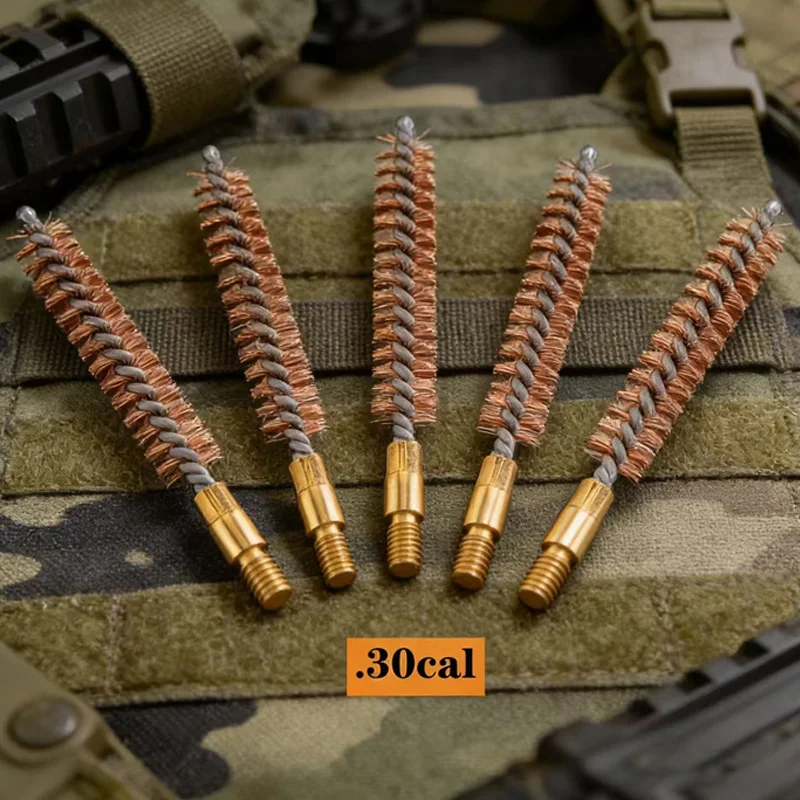5pcs Universal Phosphor Bristle Bronze Bore Cleaning Brush,For.30 cal with Thread 8-32,for Hunting Gun Toy Gun Accessories