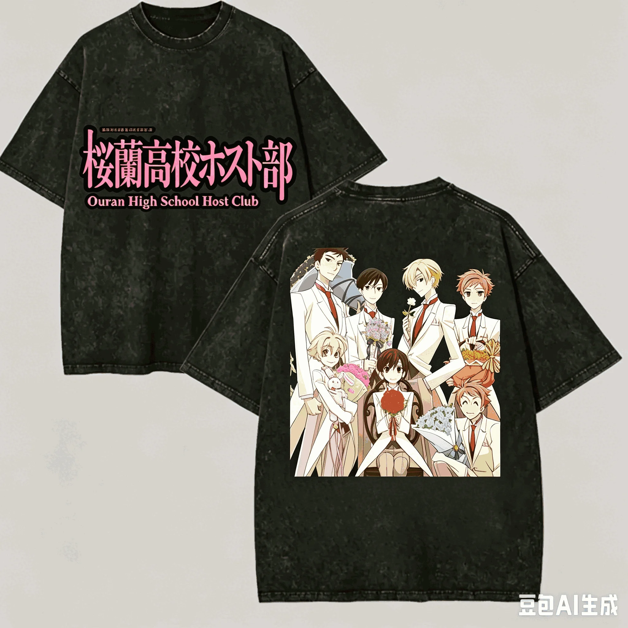Ouran High School Host Club Washed T-shirt Anime Lover Harajuku New Model Oversized Vintage Loose Classic Unisex Streetwear soft