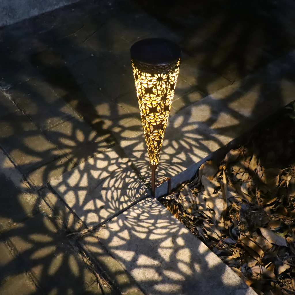 Vintage Finish Metal Solar Lights, Outdoor Yard & Garden Night Landscape Decor