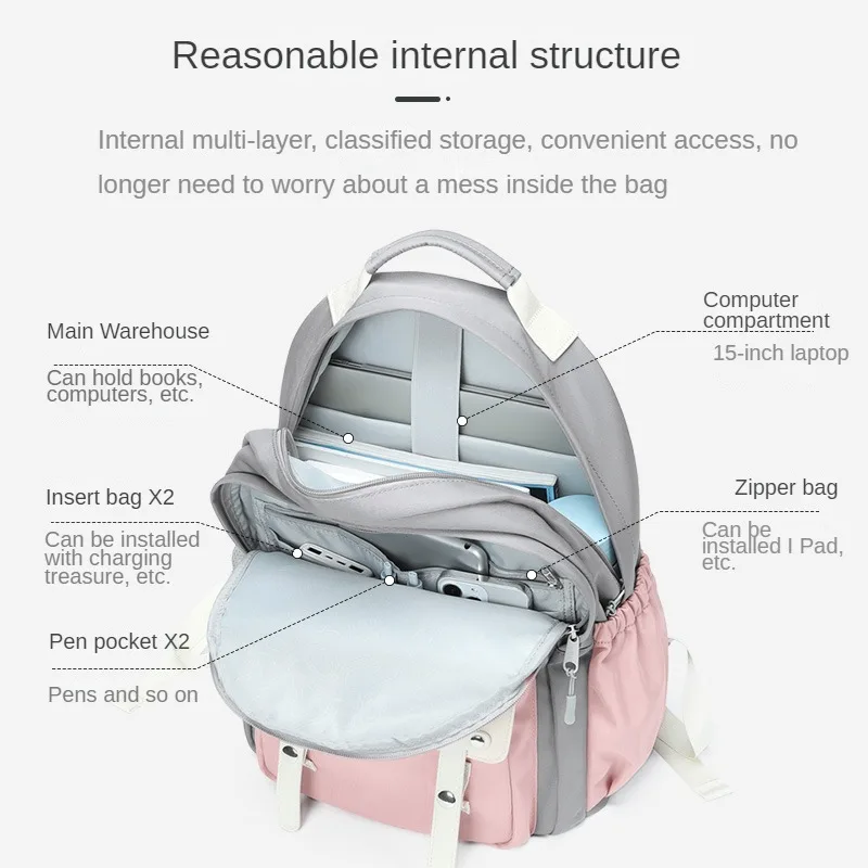 VNINE-mochila de gran capacidad para estudiantes, morral sencillo e informal para chicas de secundaria, mochila de viaje para hombres