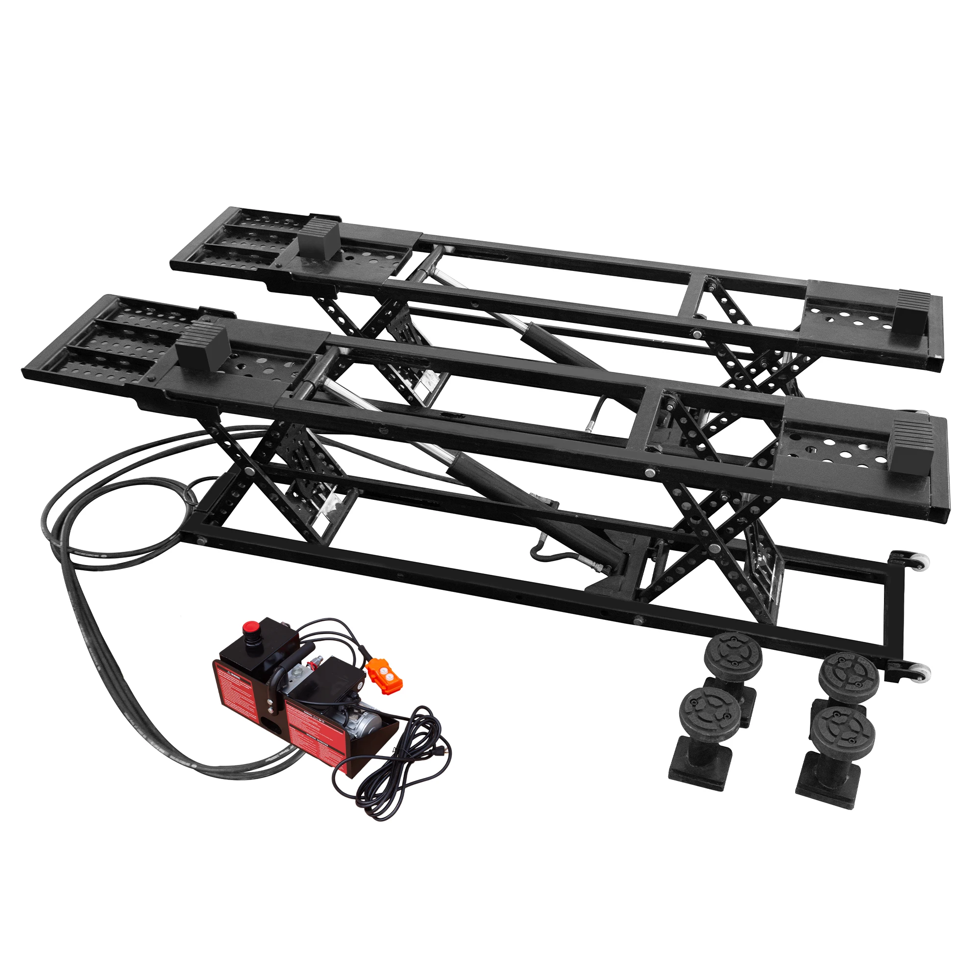 7000 LBS Heavy Duty Car Lift Electric Hydraulic 26.8 Inch Max Height Locking Levers Foldable Wheels 120V Power Unit Car SUV Truck