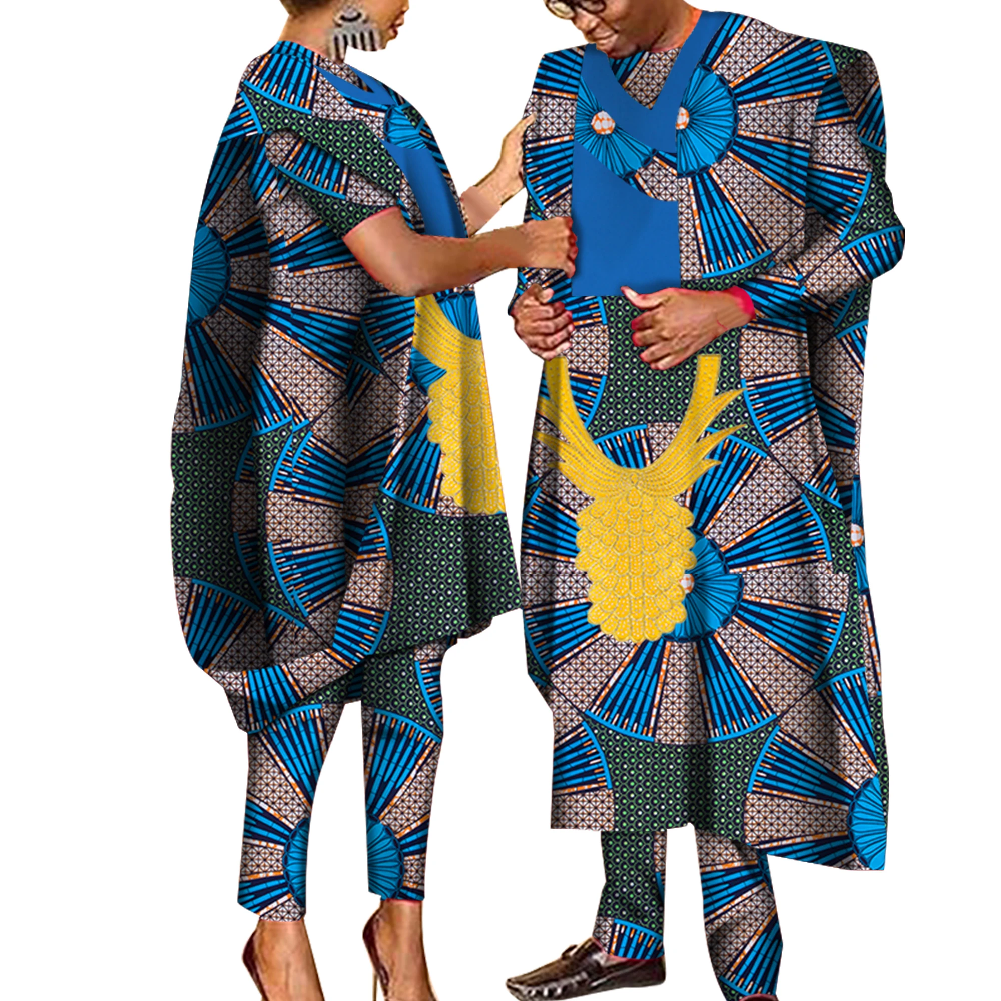Couples African Clothes African Print Dashiki Dresses for Men Women Robe Africaine Wedding Party Dress African Gown WYQ505
