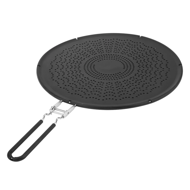 13 Inch Silicone Splatter Screen - Pan Cover With Folding Handle,Heat Resistant Oil Splash Guard,Heat Insulation Black