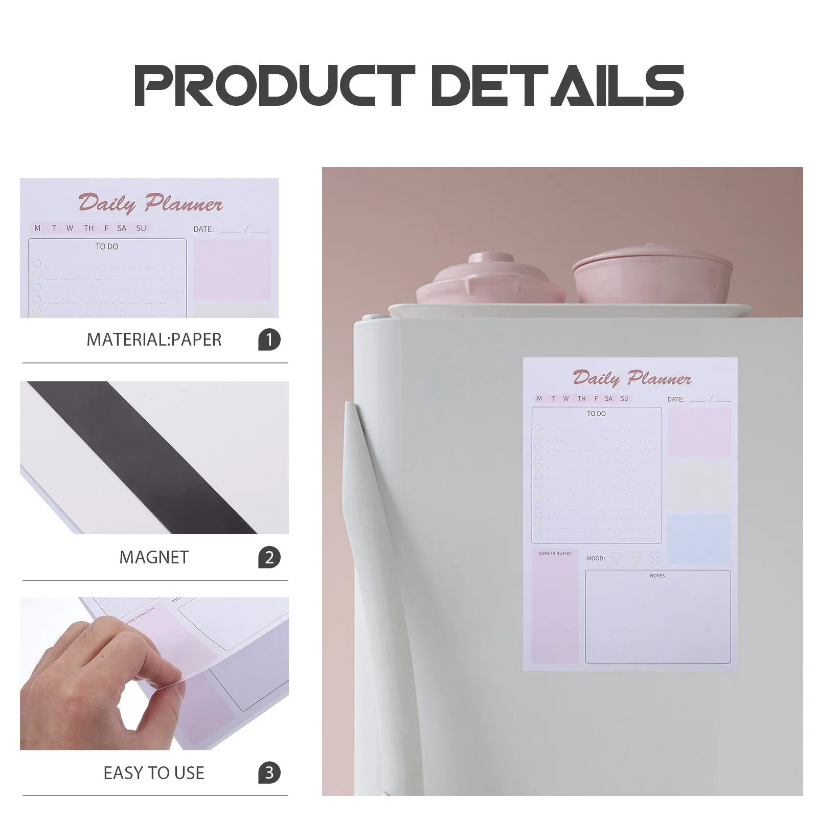 

Магнитный ежедневник с гладкой обложкой, портативный планировщик для дома, офиса и путешествий, компактный блокнот для заметок, принадлежности для печати