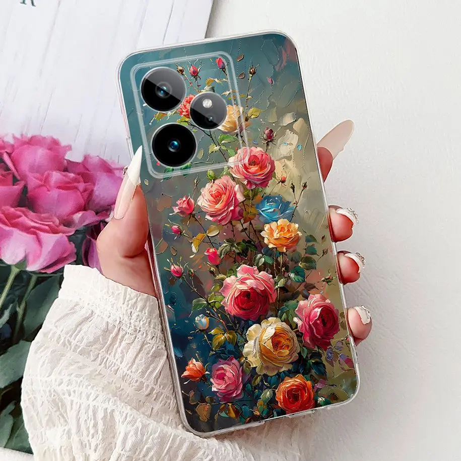 ل Realme GT7 2025 حافظة RMX6688 غطاء موضة جديدة زهرة الرخام لينة سيليكون الحالات الهاتف ل Realme GT 7 Pro 7T Realme7 Fundas