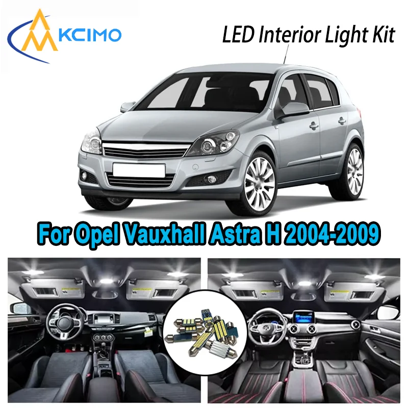 

13pcs High-Quality LED Interior Kit for Opel Vauxhall Astra H 2004-2009 2005 Premium Error-Free Dome Map Trunk Automotive Lamps