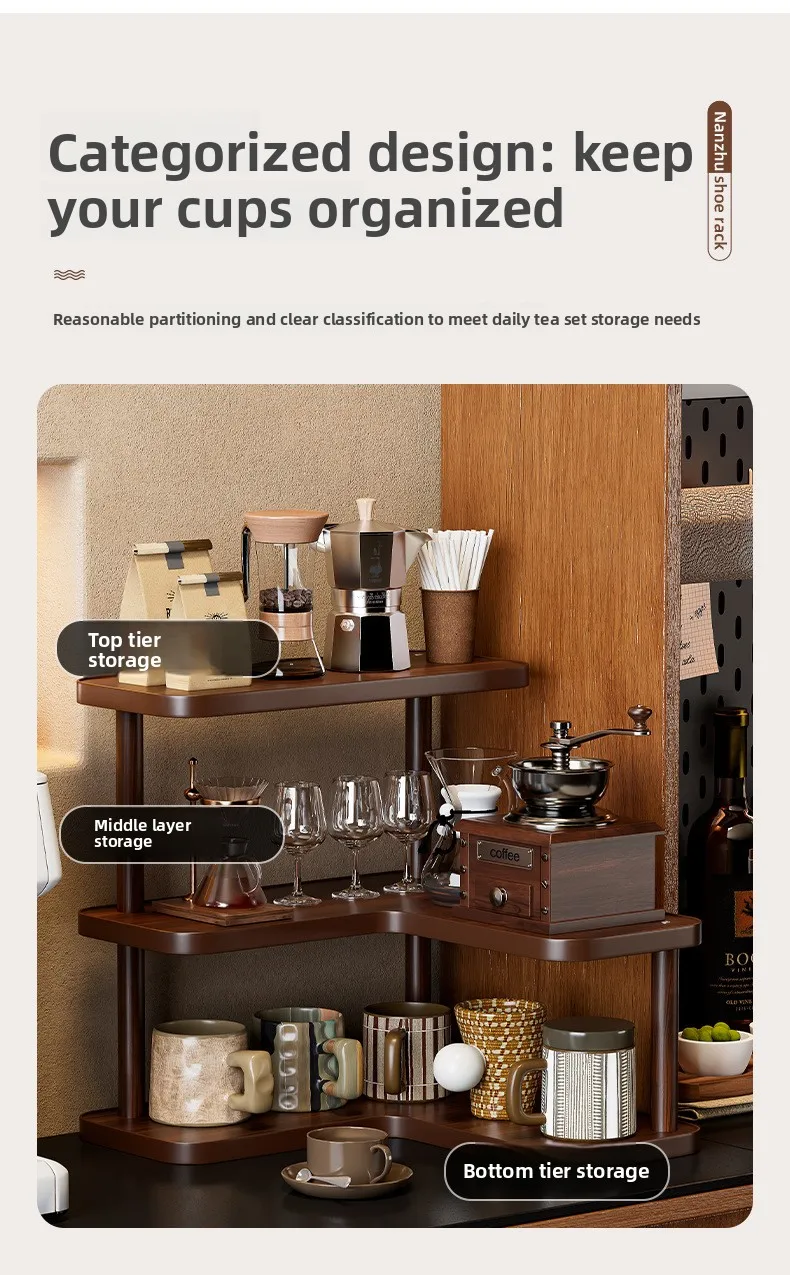 Premium Bamboo Corner Desktop Multi-Layer Storage Shelf - Corner Organizer — detail 4