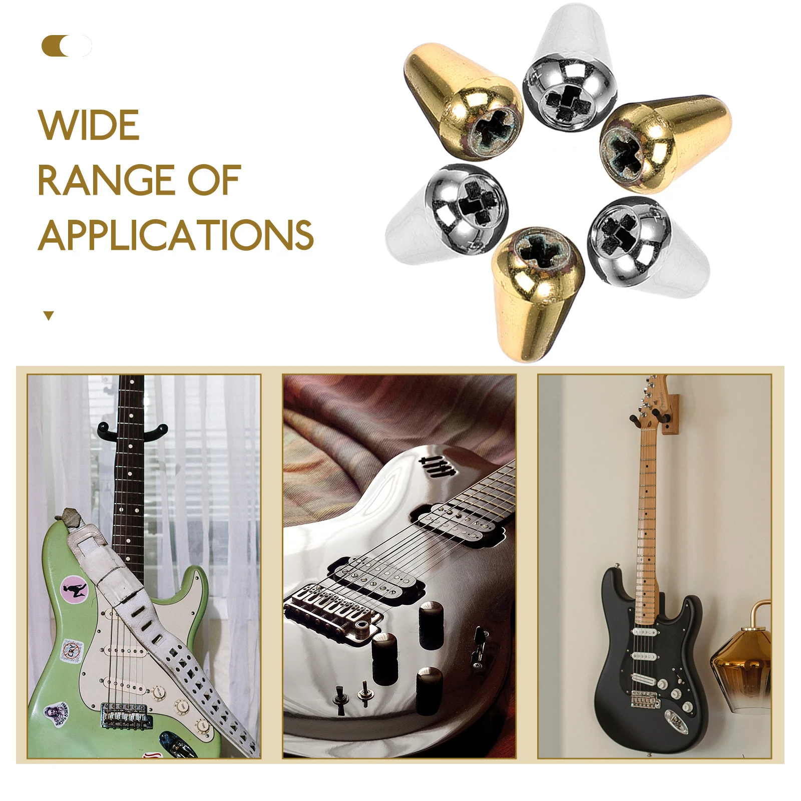 

6Pcs Guitar Toggle Caps 3-Way 5-Way Durable Strong Structure Guitar Accessory Upgrade Toggle Tip Knob Metal Knob Cap