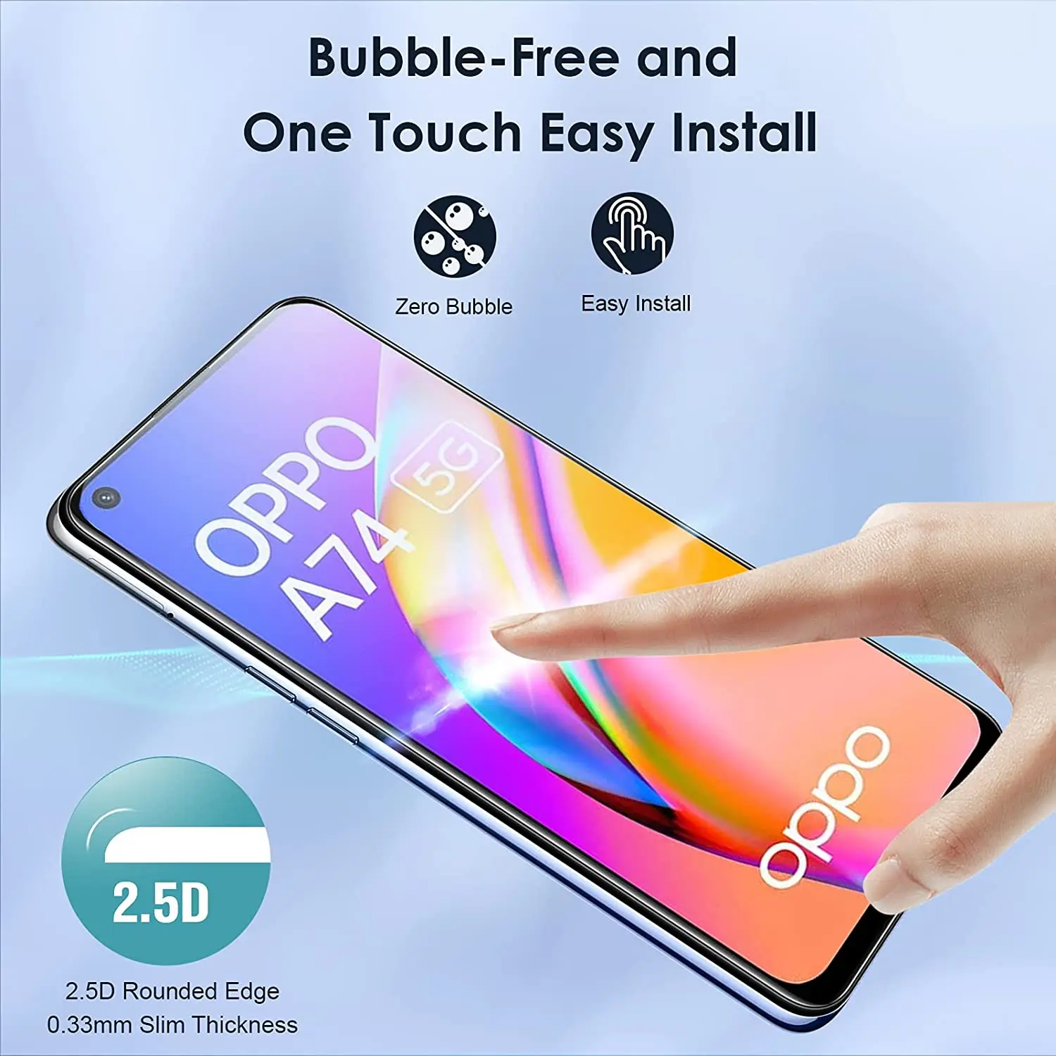 Защитное стекло 9H для OPPO A74 5G 2/4Pcs HD пленка из закаленного стекла