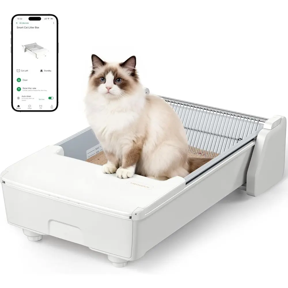 

Automatic Top-Opening Litter Box for Multiple Cats with Dual Rake, Clumping Litter Compatible, Anti-Pinch, Odor Control, Easy Cl