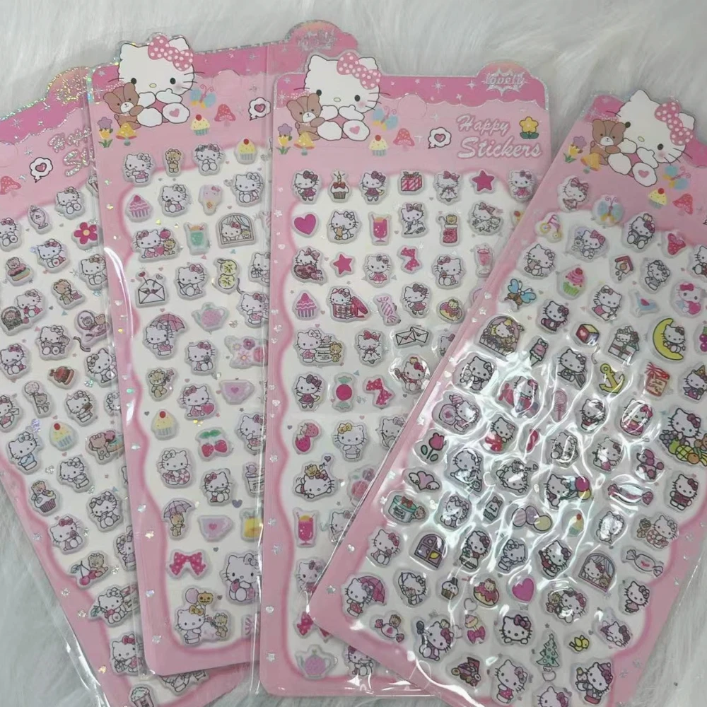 Naklejki 3D Hello Kitty, miękkie naklejki DIY do dekoracji, naklejki do albumu, dziennika, notatnika, urocze naklejki anime 3D z pianki.