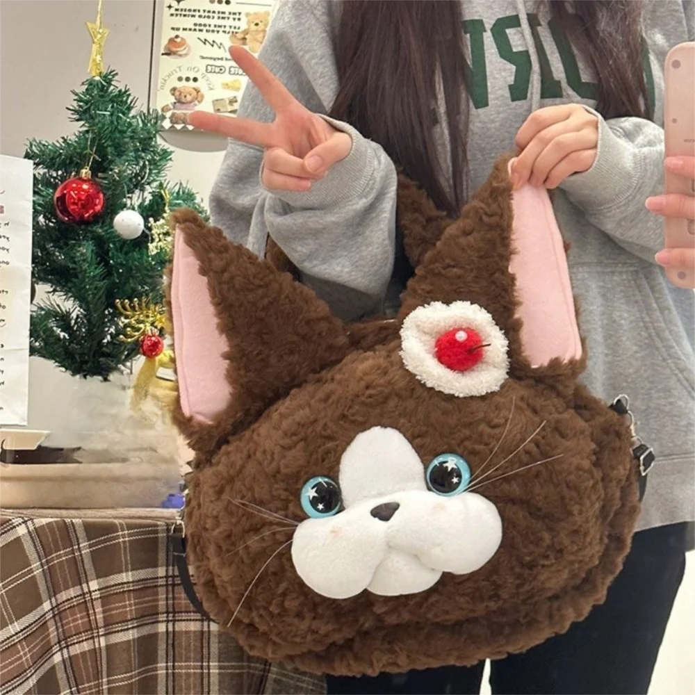 

New Cute Cat Backpack Cartoon Soft Devon Rex Cat Plush Schoolbag Devon Rex Animal Plush Bag Student
