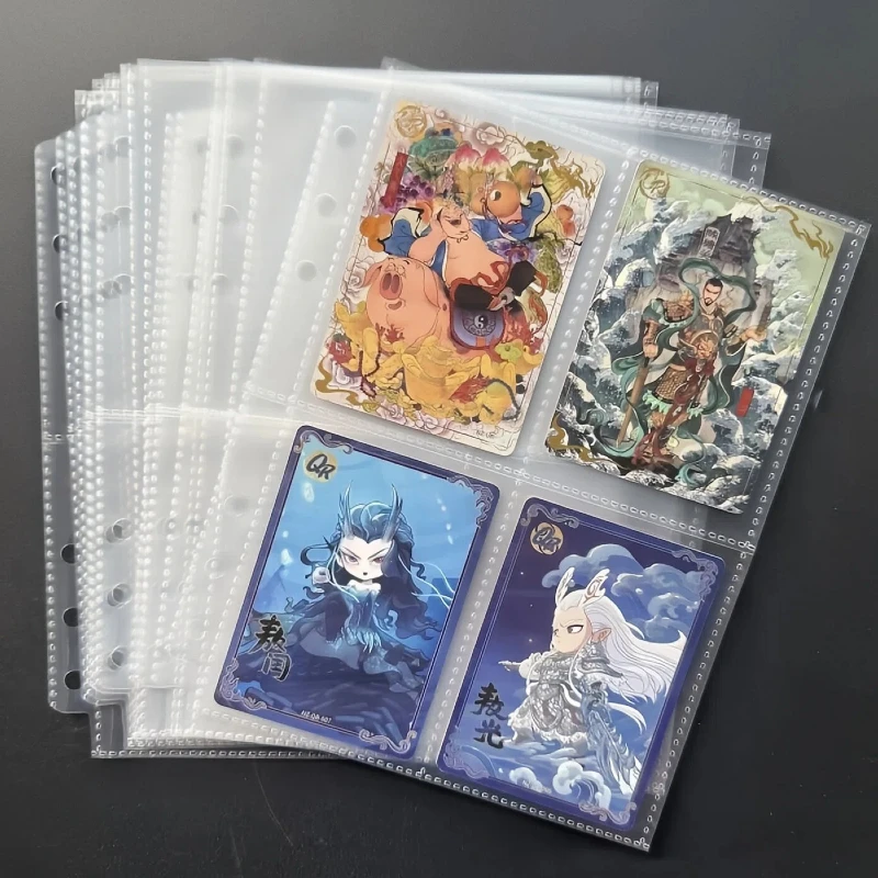 4 bolsos cartão de foto mangas fichário suporte de negociação álbum para beisebol yagioh pokemon cartões esportivos a5 a6 buraco recarga página crianças brinquedo