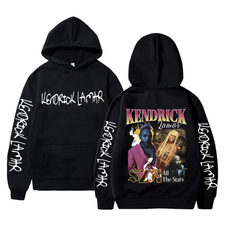 

Rapper Kendrick Lamar and SZA All The Stars Double Sided Print Hoodie Male Hip Hop Oversized Hoodies Fashion Vintage Sweatshirt