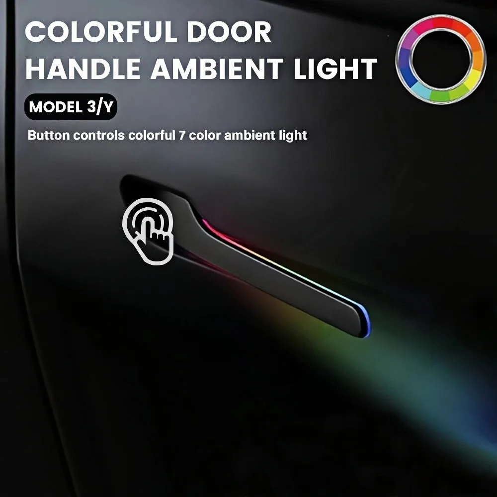 RGB color streamer Plug and play For Tesla Model 3 Y Highland Eletric Multi-LED Handbar OTA Waterproof Door Handles Car view 6