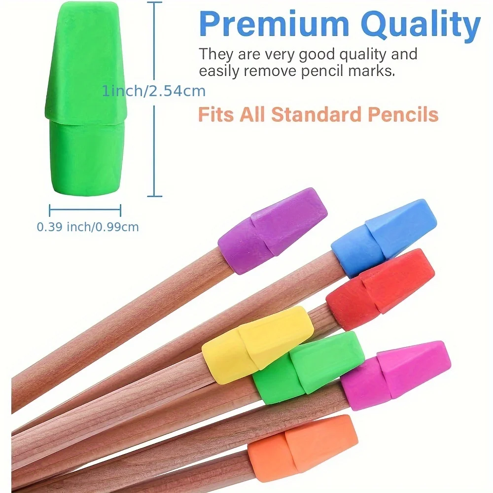 120 Pack Arrow Shaped Pencil Top Erasers TPR Material Cap Erasers for School Supplies Fits All Standard Pencils-7 Vibrant Colors