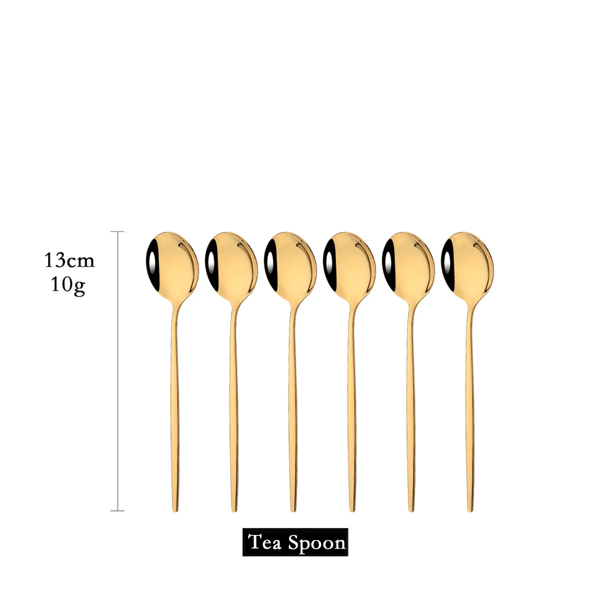 6 Pieces Gold Coffee Spoon Stainless Steel Stiring Teaspoons Ice Cream Cake Dessert Spoon Set Sliver Tableware Party Cutlery