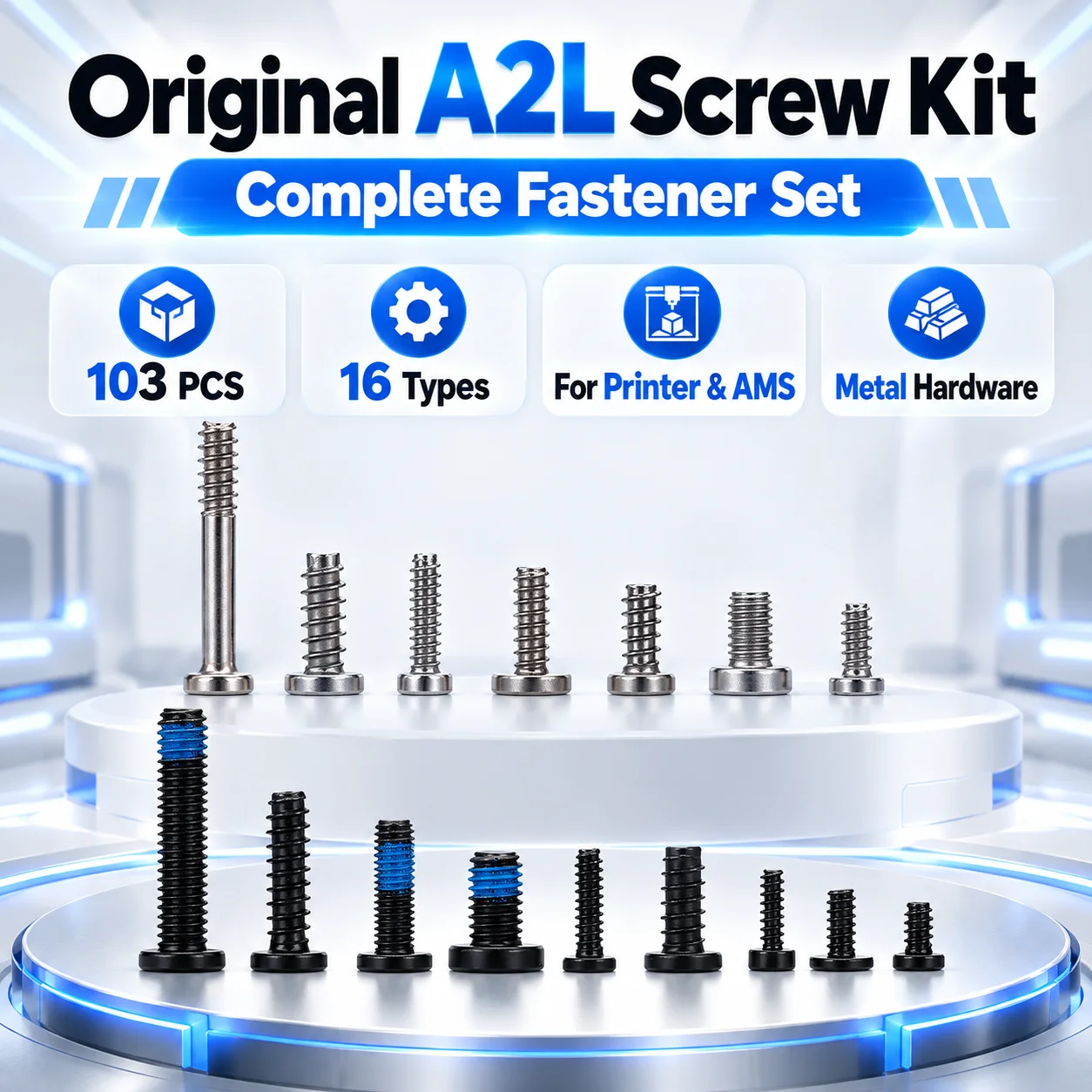 Original Bambu Lab A2L Screw Kit 103PCS 16 Types Fastener Set for 3D Printer AMS Maintenance Replacement Parts