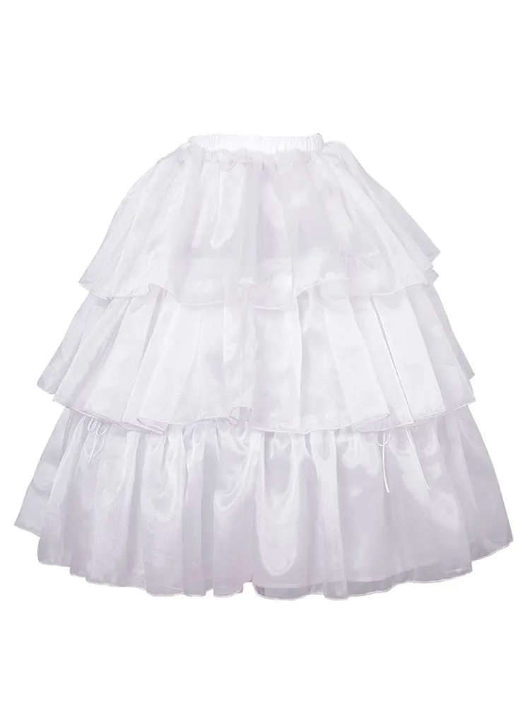 Lolita Skirt White Layered Adjustable Boottoms Boned Cake Skirt