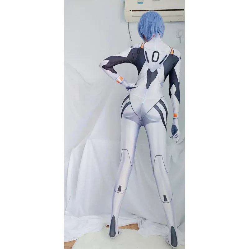 Rei Ayanami Cosplay Costume White Bodysuit Jumpsuit Halloween Party Cosplay Zentai Catsuit