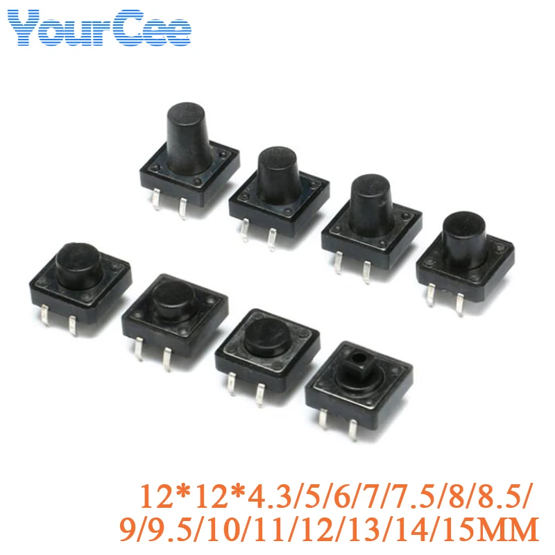 20pcs Microswitch 12*12 12×12 4.3/5/6/7/7.5/8/8.5/9/9.5/10/11/12/13/14/15MM Shrapnel Tactile Push button Mini Micro switch