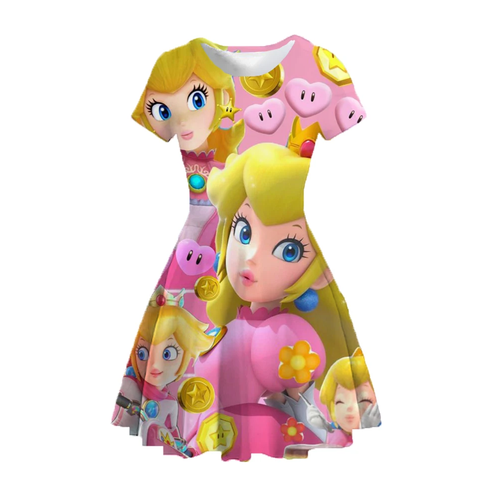 Robe Cosplay de Princesse Pêche pour Fille, Costume de Jeu de Film, ixd'Anniversaire, Tenues de Scène, Vêtements de Barrage de Carnaval pour Enfants