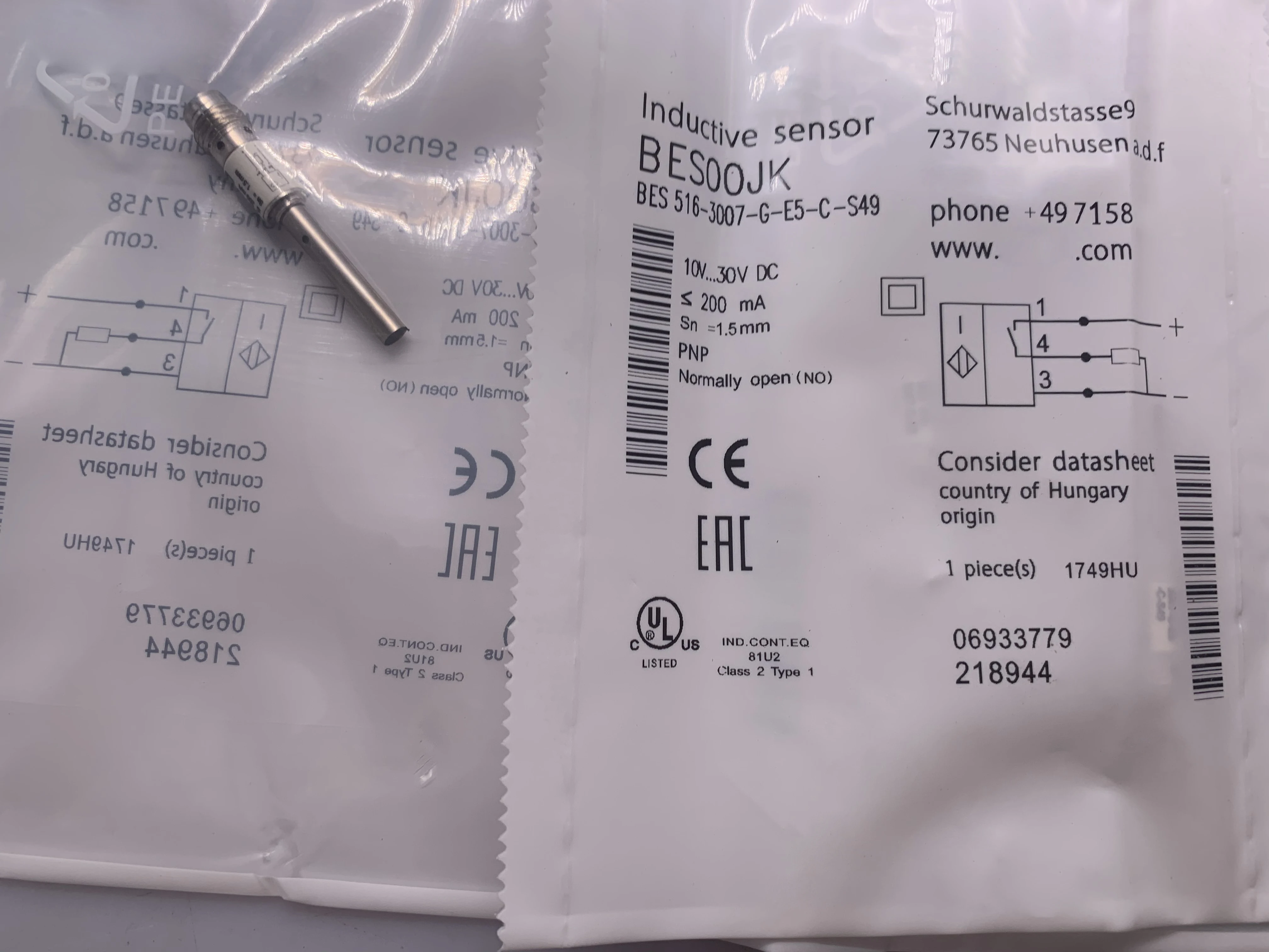 

В наличии: Новые датчики приближения BES 516-3007-E5-C-S49, BES 516-3007-G-E5-C-S49. Высокое качество. Доставка DHL, FEDEX, UPS.