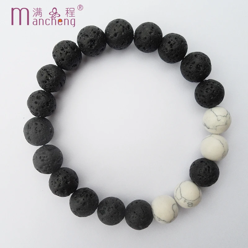 sokolov Lover Man Natural Stone Volcanic Beads White Turquoise Bracelet Couple Lava Strand Pulsera Hombre Jewelry Pulseira