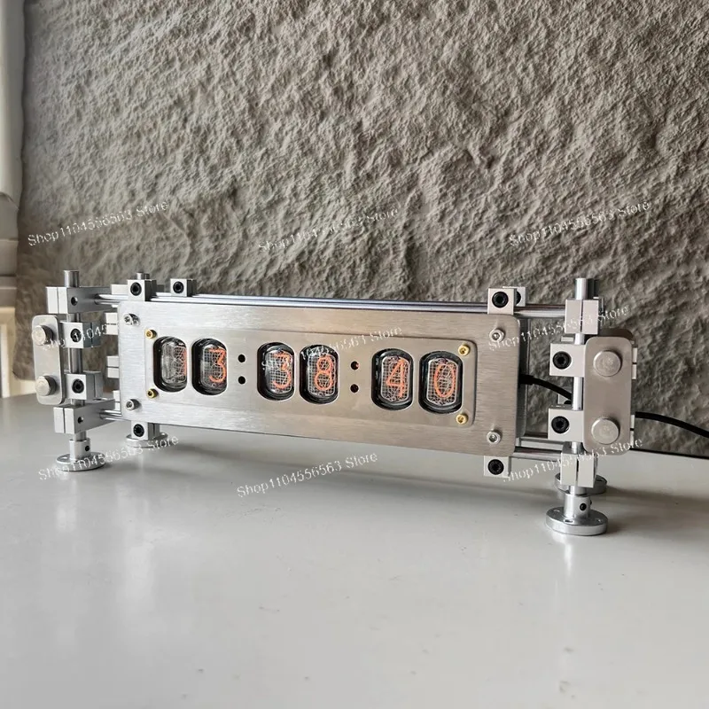 IN12 Nixie Tube Clock Retro Stainless Steel 6-Digit Digital Electronic Table Clock Desktop Decor