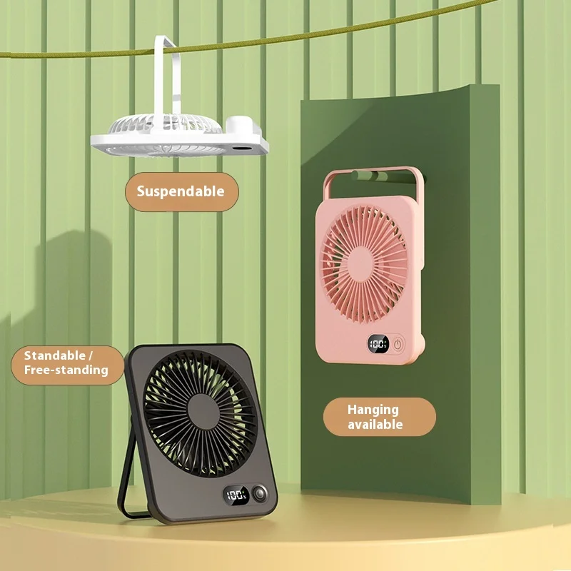 Ultra-Thin Digital Display Table Fan Portable Hanging Design Multi-Functional Quiet Charging Fan for Desktop Use