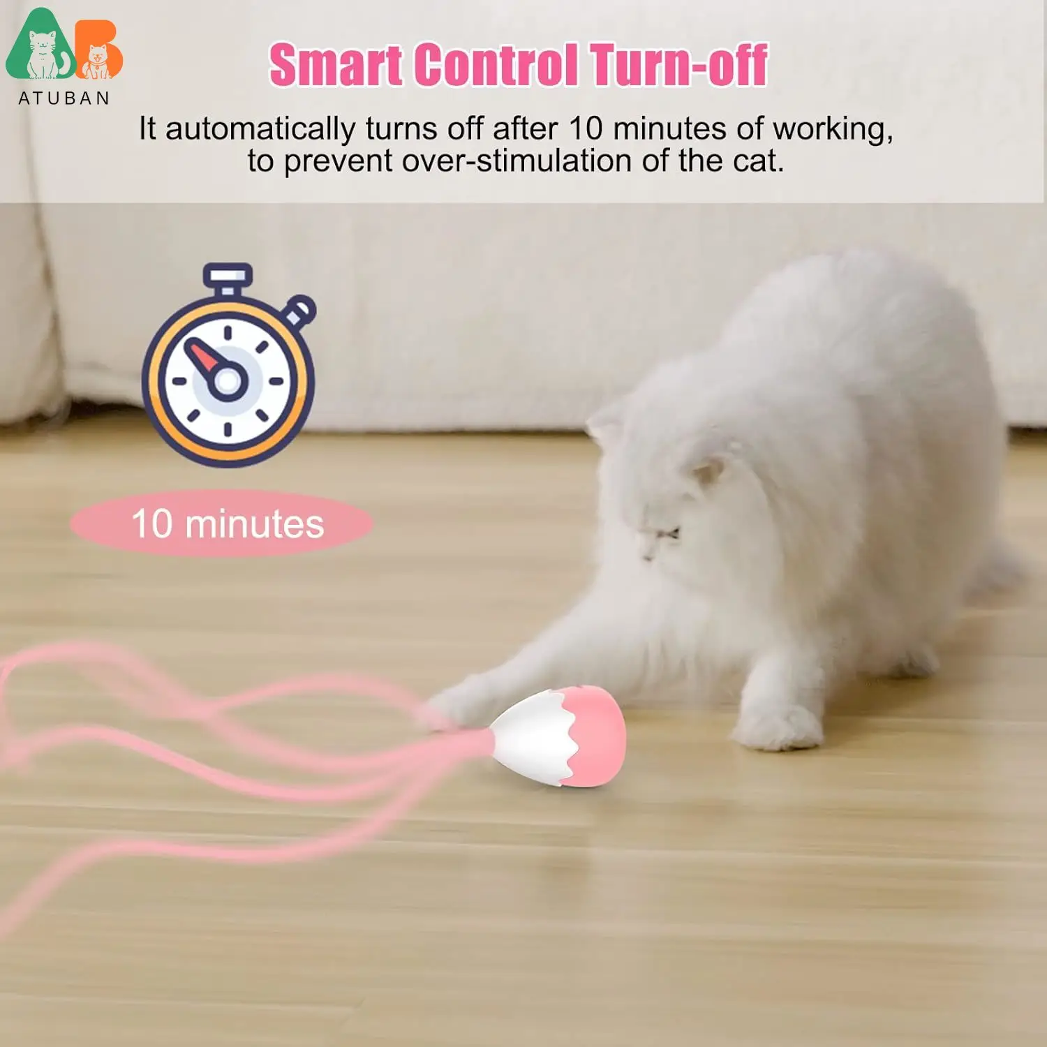 ATUBAN Cat Wand Toy,Automatic Silicone Tail Teaser Toy 2 in 1,Toy for Indoor Cats, Rechargeable Exercise Toy for Kitten-Navyblue