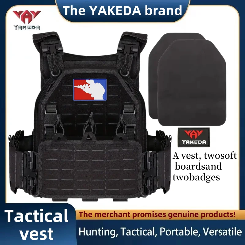 

YAKEDA Tactical Vest 6094 Fast detachable light laser cut outdoor hunting black gear carry vest of high quality 1000d nylon