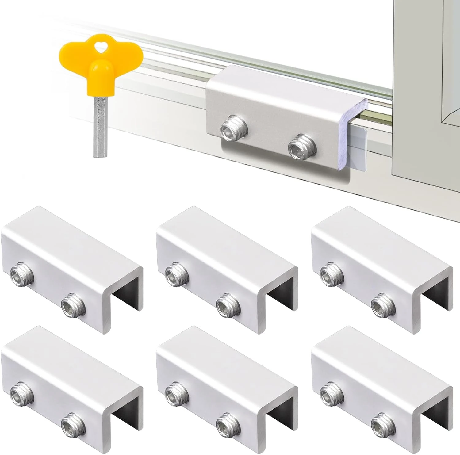Aluminum Alloy Window Lock Stopper Sliding Window Anti-theft lock Window Sliding Sash Stopper Baby Kids Pets Safety Doors Lock
