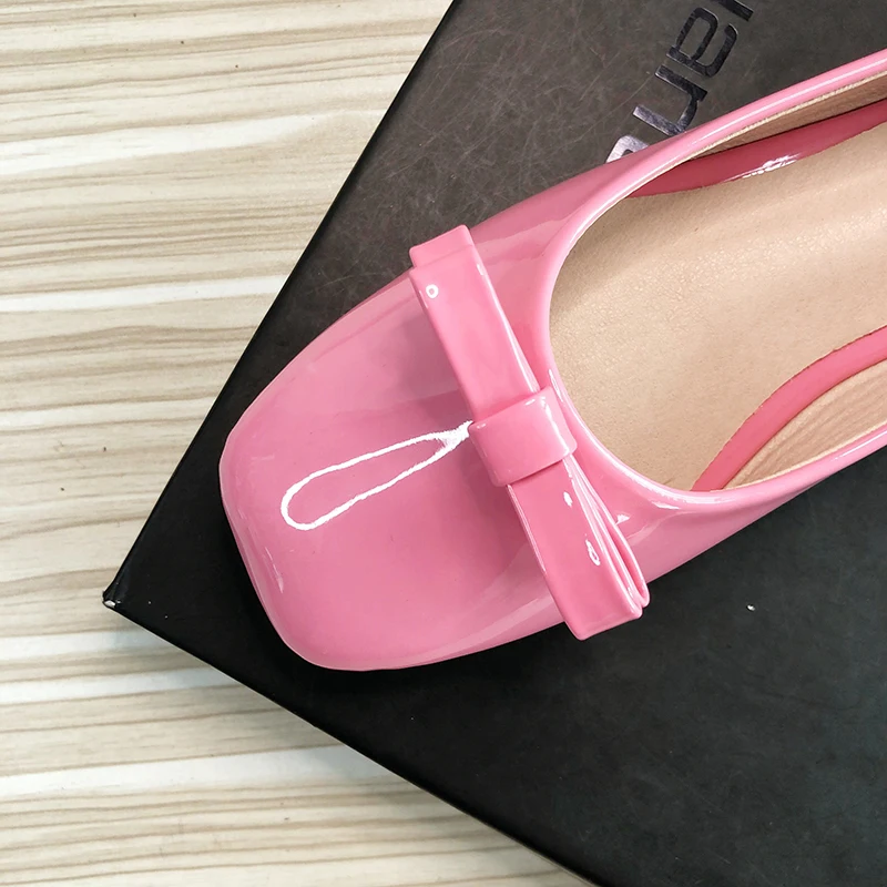 Women Flats Shining PU Leather Flat Shoes For Women Solid Color Square Toe Bowknot Size 33-43 High Quality Slip on 2022 Summer