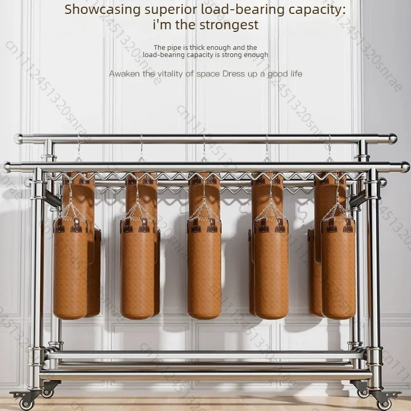 304 Three-pole Stainless Steel Drying Rack Folded and Thickened Floor-to-ceiling Telescopic Indoor and Outdoor Balcony Quilt