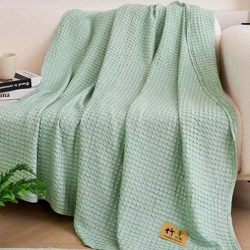 100% Bamboo Fiber Blanket Cooling Antibacterial Towel Quilt Summer Solid Color Bedding For Children Single Double Bed Blanket
