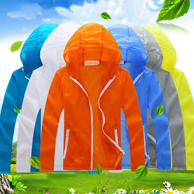 Summer Men Women Teens Childrens Kids Quick Dry Ultrathin Ultralight Clear Sunscreen Jacket Running Camping Skin Windbreaker