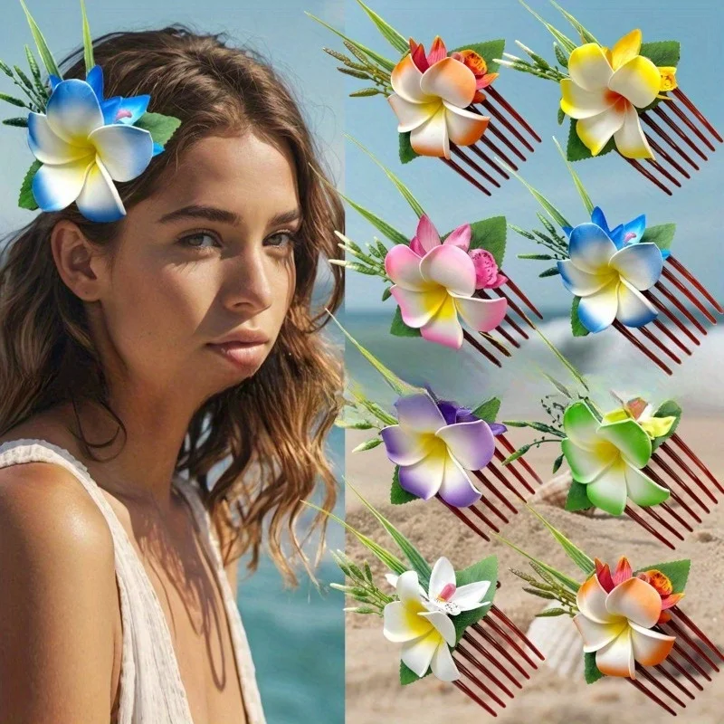 

Модная простая и щедрая расческа для волос с яйцом и цветком, пляжный курортный орнамент для волос, пенопластовая большая расческа с цветком, женская