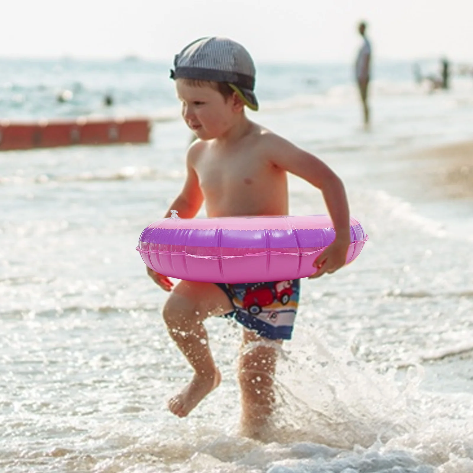 

Inflatable Swim Ring Thicken Portable Summer Water For Pool Beach Lake River Fun Floating Ring Cartoon Orange Design