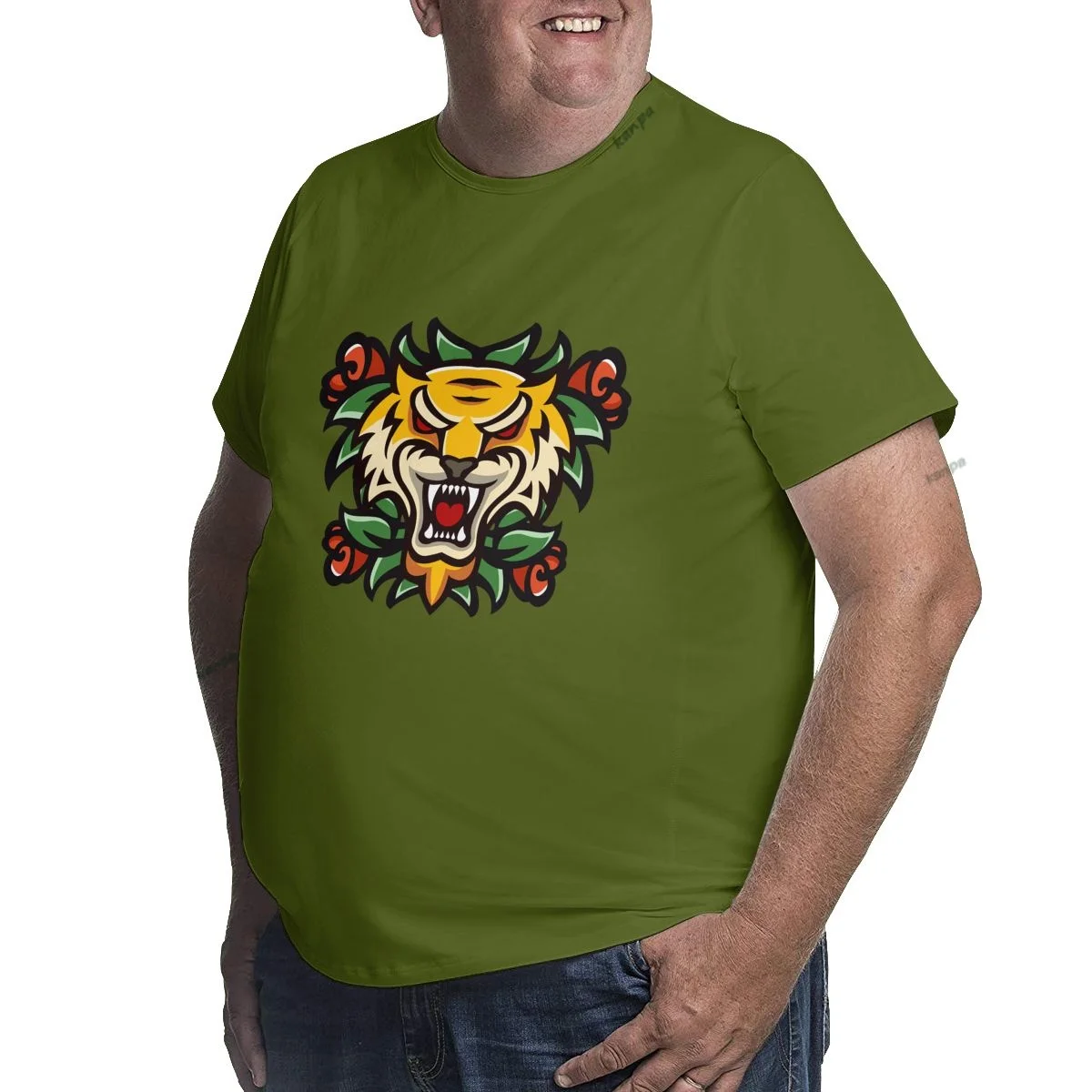 Funny Tiger Graphic T Shirts for Big and Tall Men Cotton Short Sleeve Plus Size T-shirts High Street Top Tees Clothing XL-6XL